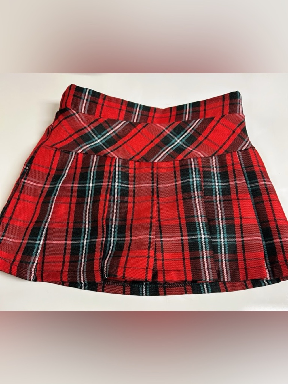Sweet Butterfly Skort - Girls Red Plaid Pleated Mini Skort